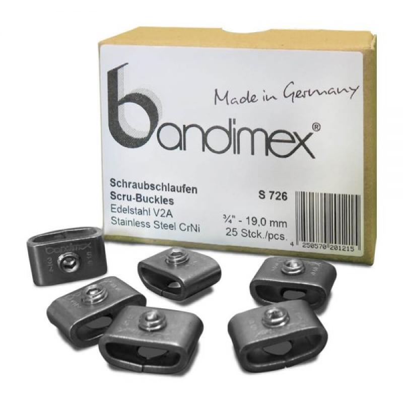 S726 19,0mm Bandimex Schraubschlaufen für nachspannbare Schellen, V2A Edelstahl