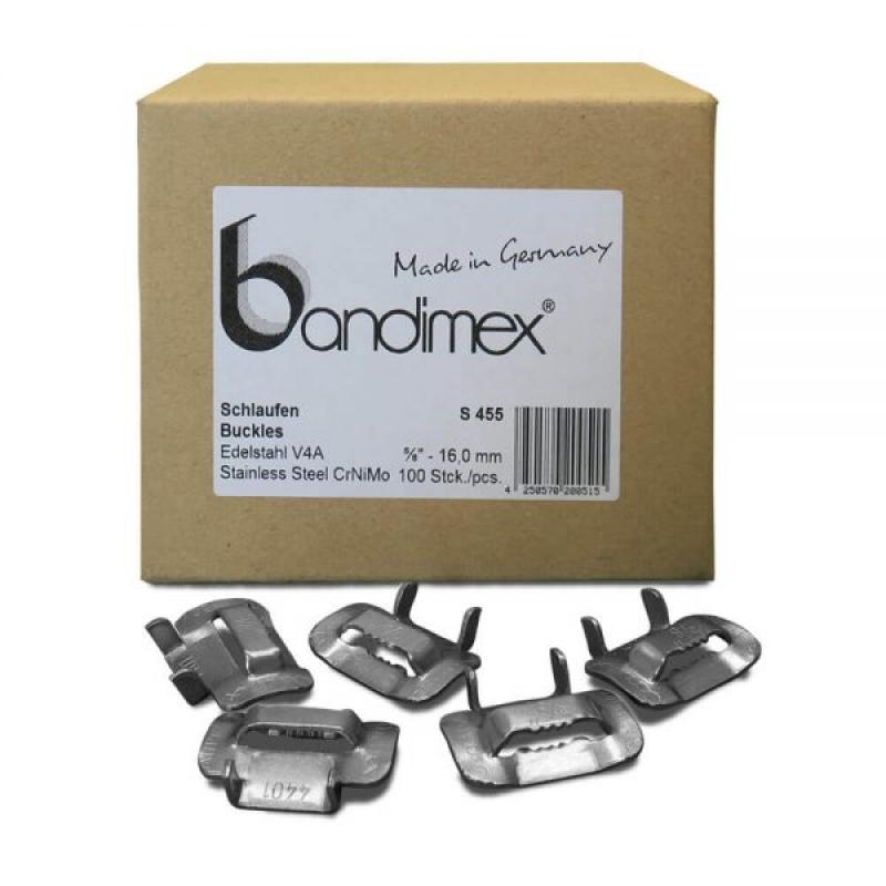S455 16,0mm Bandimex Schlaufen für einfach oder doppelt geschlauftes Bandimex Band, V4A Edelstahl